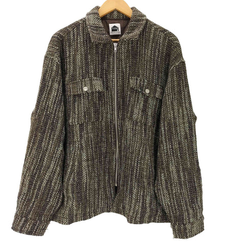ファーファット FAFATT フルジップ ツイード ニット オーバーサイズ シャツ ジャケット ブルゾン メンズ FREE