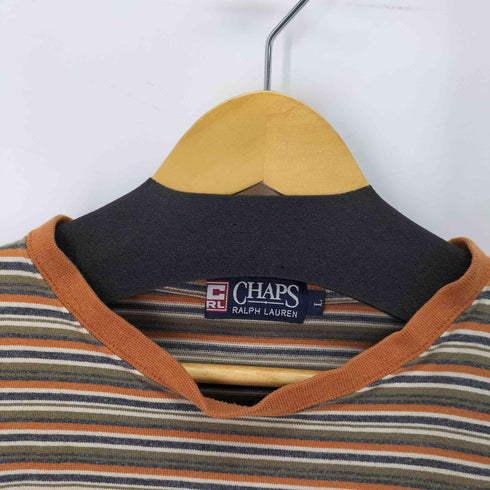 チャップスラルフローレン CHAPS RALPH LAUREN ワンポイント刺繍 ボーダー柄 クルーネック メンズ JPN:L