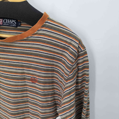 チャップスラルフローレン CHAPS RALPH LAUREN ワンポイント刺繍 ボーダー柄 クルーネック メンズ JPN:L