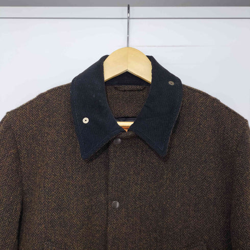 SIMON CARTER 襟コーデュロイ ウール ツイード フィールドコート メンズ JPN:S