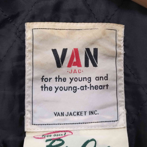 ヴァン VAN バックプリント キルティング裏地 サテン スナップボタンジャケット メンズ