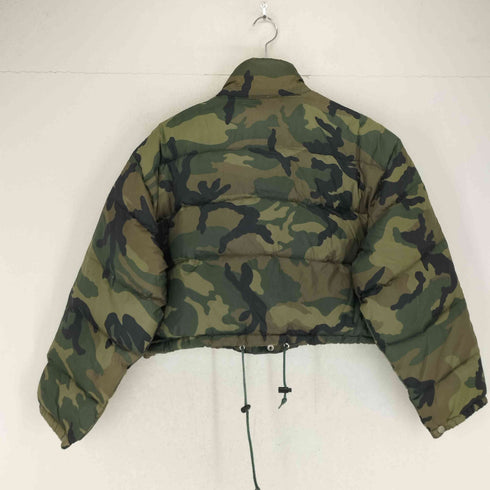 ウッドランドカモ ナイロン クロップドダウンジャケット Y2K レディース FREE