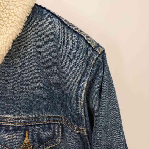 オールドネイビー OLD NAVY 00S 裏地 ボア フリース デニム トラッカー ジャケット 短丈 Y2K メンズ import:L