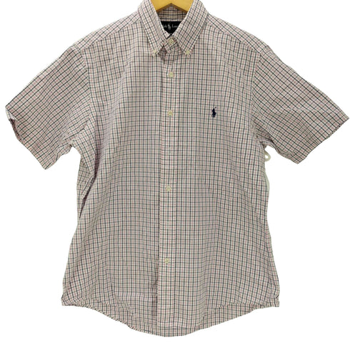 ラルフローレン RALPH LAUREN 90S CLASSIC FIT ポニー刺繍 S/S チェック ボタンダウン シャツ ビックサイズ メンズ import:M