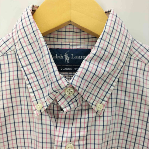 ラルフローレン RALPH LAUREN 90S CLASSIC FIT ポニー刺繍 S/S チェック ボタンダウン シャツ ビックサイズ メンズ import:M