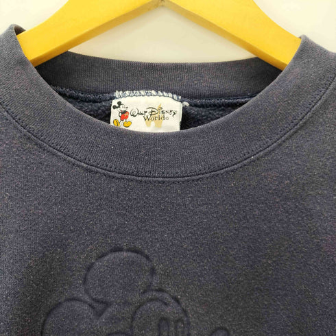 90S テーマパーク キャラクター 刺繍 カットオフ リメイク クロップド スウェット トレーナー 短丈 レディース