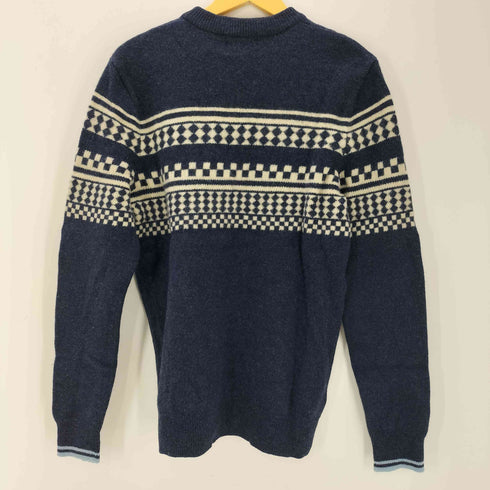 フレッドペリー FRED PERRY Island Knit Sweater 月桂樹 ロゴ 刺繍 アイランド ノルディック ニット セーター Lambs Wool 100% ラムウール メンズ import:L