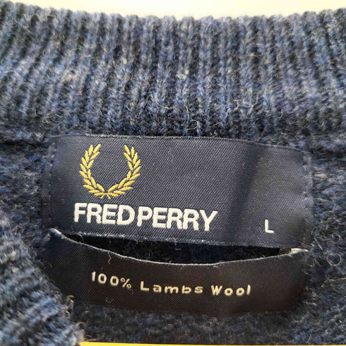 フレッドペリー FRED PERRY Island Knit Sweater 月桂樹 ロゴ 刺繍 アイランド ノルディック ニット セーター Lambs Wool 100% ラムウール メンズ import:L