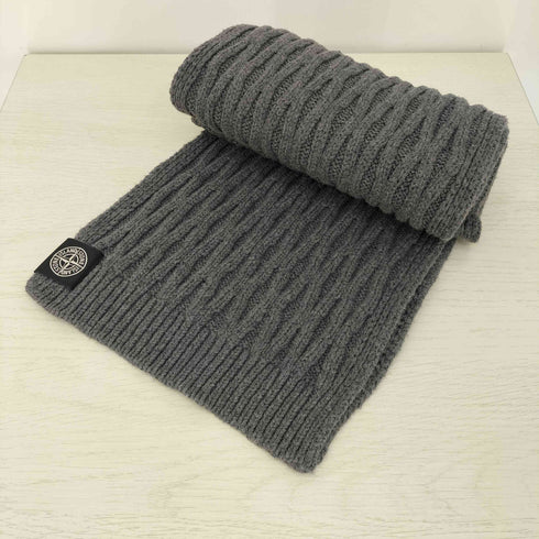 ストーンアイランド STONE ISLAND ロゴパッチ ニットマフラー メンズ