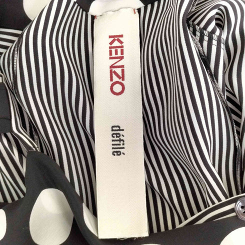 ケンゾー KENZO KENZO defile ドット柄切替 ストライプシルクブラウス レディース JPN:36