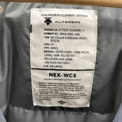 ネクサスセブン NEXUSVII NO COLLAR CARDIGAN JACKET SPECIAL ノーカラーカーディガンジャケット スペシャル ダウン メンズ import:L