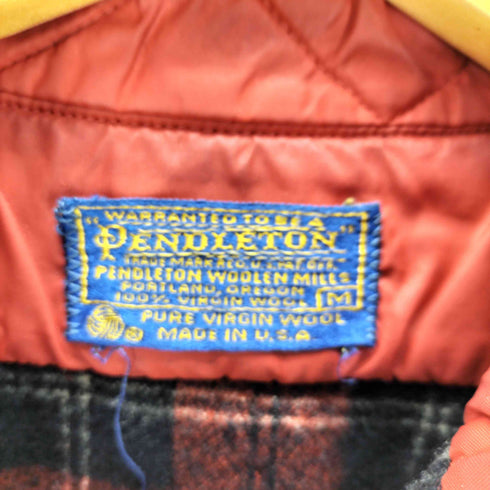 ペンドルトン PENDLETON 70S USA製 PURE VIRGIN WOOL バージンウール 襟芯 両フラップ タータンチェック L/S シャツ メンズ import:M