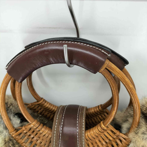 編み込みハンドルファーハンドバッグ レディース