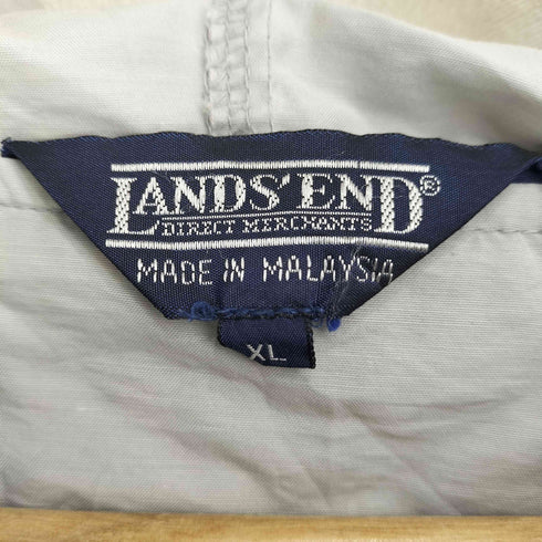 ランズエンド LANDS END 80-90S 三角タグ ナイロン混 ポリ リブ アノラックパーカ メンズ import:XL