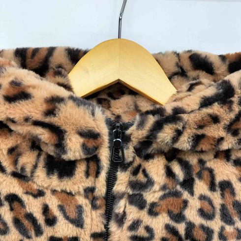 SHANGYIZHE レオパード 柄 ボア フリース ジップアップ フーディ ジャケット レディース import:XL
