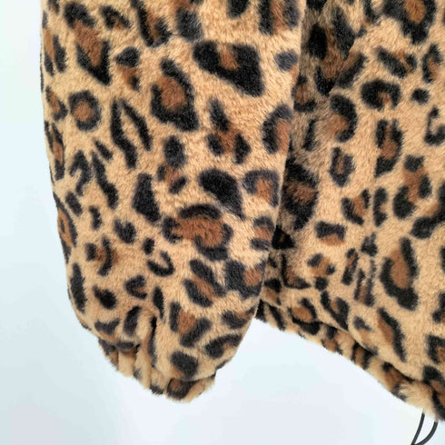 SHANGYIZHE レオパード 柄 ボア フリース ジップアップ フーディ ジャケット レディース import:XL