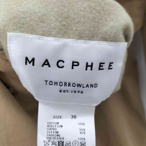 マカフィー MACPHEE コットンタイプライター ノーカラーコート レディース JPN:XL