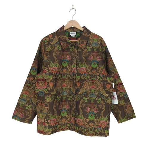 ボンワース BonWorth 花柄シャツジャケット レディース L