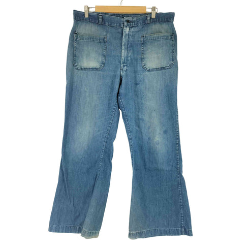 ユーエスネイビー U.S.NAVY 70-80S デニムフレアセーラーパンツ カムロック式IDEALジップ メンズ 38r