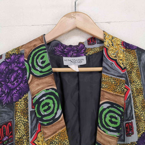 KENSINGTON SQUARE USA製 総柄1Bテーラードジャケット レディース