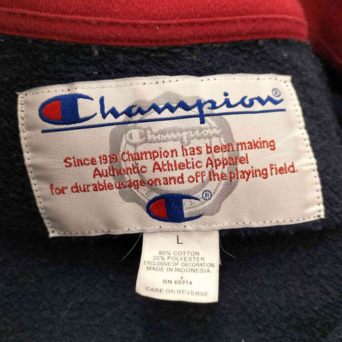 チャンピオン Champion 00S LMU ワッペン 刺繍 袖目つき ラグラン フルジップスウェット メンズ import:L