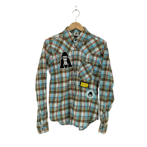 WONDER EIGHT ワッペンデザインL/S ネルシャツ Y2K メンズ M