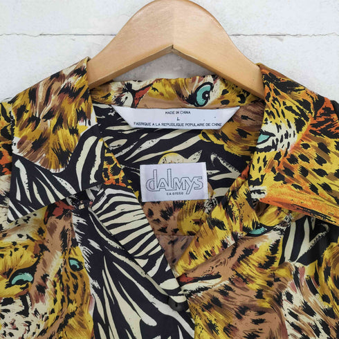 dalmys アニマル柄開襟シルクシャツ メンズ L
