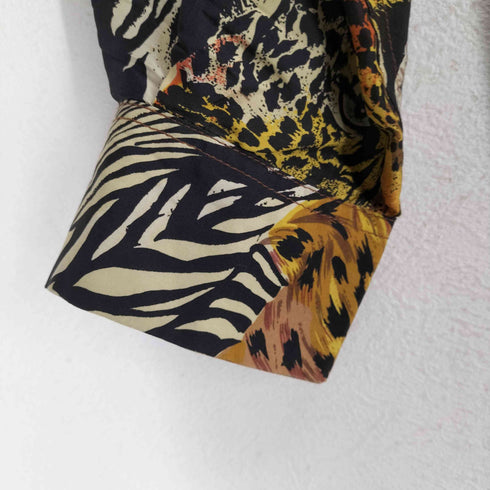 dalmys アニマル柄開襟シルクシャツ メンズ L