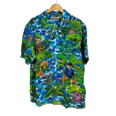 アベイシングエイプ A BATHING APE MONKEY 47 OPEN COLLAR S/S SHIRT ショートスリーブシャツ メンズ L