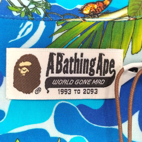アベイシングエイプ A BATHING APE MONKEY 47 OPEN COLLAR S/S SHIRT ショートスリーブシャツ メンズ L