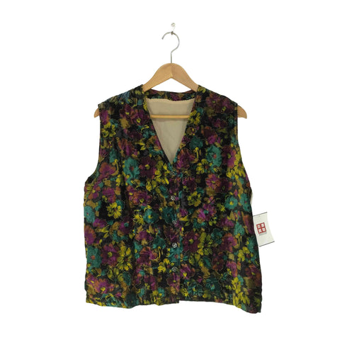 花柄ボタンベスト メンズ