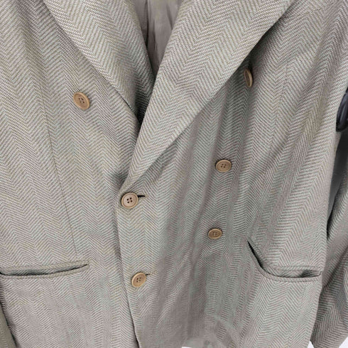 エンポリオアルマーニ EMPORIO ARMANI フロントボタン ピークドラペル ヘリンボーン ダブルテーラードジャケット メンズ
