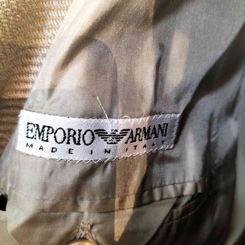 エンポリオアルマーニ EMPORIO ARMANI フロントボタン ピークドラペル ヘリンボーン ダブルテーラードジャケット メンズ