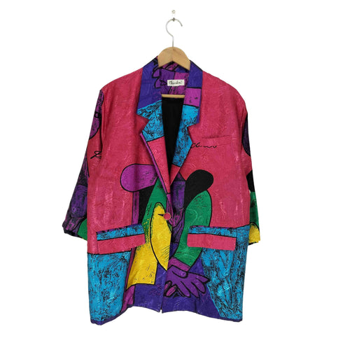 CHANDIN イラストプリント1Bテーラードジャケット レディース