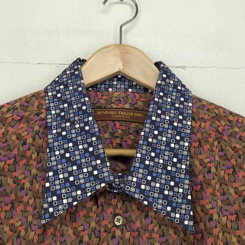 BESPOKE TAILOR DMG 襟袖切替アニマルデザインシャツ メンズ