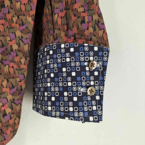 BESPOKE TAILOR DMG 襟袖切替アニマルデザインシャツ メンズ