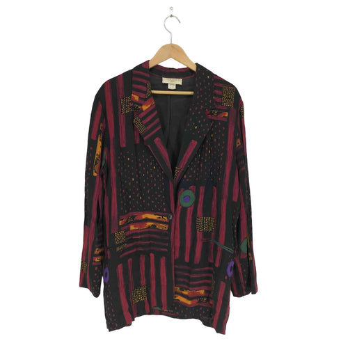 CASUAL CORNER USA製 総柄1Bテーラードジャケット メンズ L