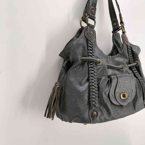 フリンジデザイン レザーハンドバッグ Y2K レディース