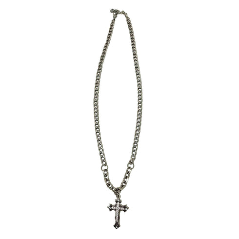 ラインストーン 十字架チェーンネックレス Y2K レディース