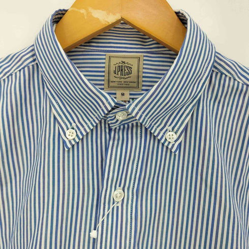 ジェイプレス J.PRESS ストライプ コットン 裏地マルチカラーストライプ ボタンダウンシャツ メンズ import:M