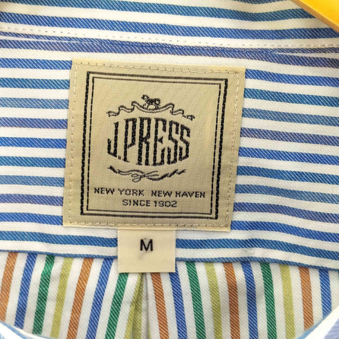 ジェイプレス J.PRESS ストライプ コットン 裏地マルチカラーストライプ ボタンダウンシャツ メンズ import:M