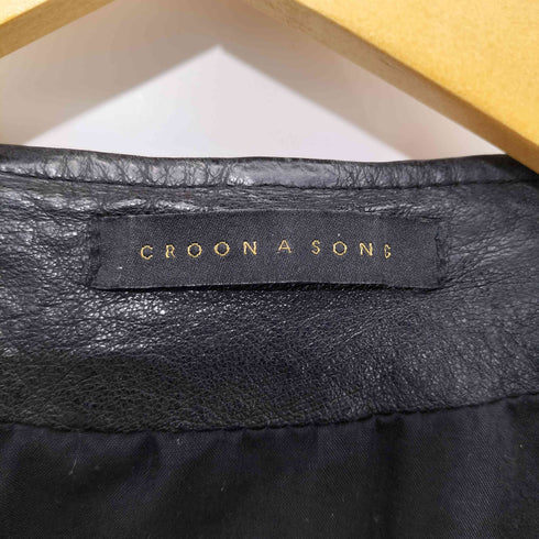 CROON A SONG ピッグレザーノーカラー シングル ライダースジャケット レディース JPN:38