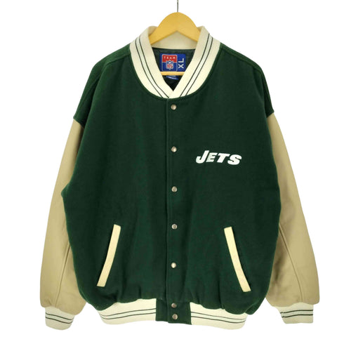 エヌエフエル NFL フットボール チーム ロゴ 刺繍 アームレザー ウール ナイロン スタジアム ジャケット スタジャン メンズ import:XL
