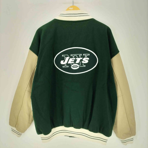 エヌエフエル NFL フットボール チーム ロゴ 刺繍 アームレザー ウール ナイロン スタジアム ジャケット スタジャン メンズ import:XL
