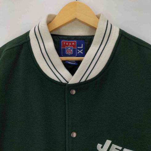 エヌエフエル NFL フットボール チーム ロゴ 刺繍 アームレザー ウール ナイロン スタジアム ジャケット スタジャン メンズ import:XL