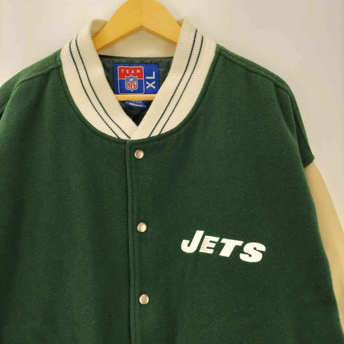 エヌエフエル NFL フットボール チーム ロゴ 刺繍 アームレザー ウール ナイロン スタジアム ジャケット スタジャン メンズ import:XL
