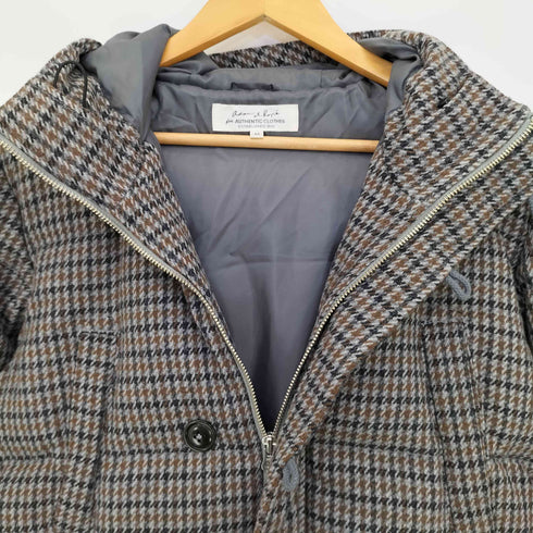 アダムエロペ Adam et Rope 千鳥格子柄 比翼ジップ フーデッドジャケット メンズ JPN:M