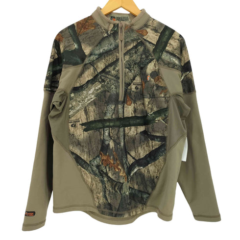 ラッセル Russell outdoors ソフトシェル切替 リアルツリーカモ ハーフジップ プルオーバージャケット メンズ