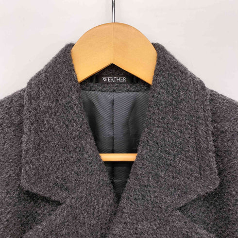 WERTHER アンゴラ― ウール ダブルブレスト ロング チェスターコート メンズ