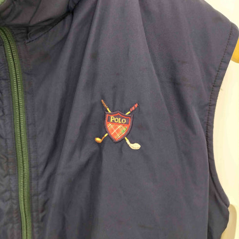 ポロゴルフラルフローレン POLO GOLF RALPH LAUREN 90s ロゴ刺繍 リバーシブル フリースベスト メンズ import:S
